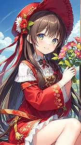 少女甜美插画图片_夏日美丽甜美二次元少女