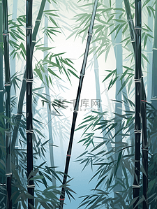 多格子边框插画图片_中国风竹子元素边框背景