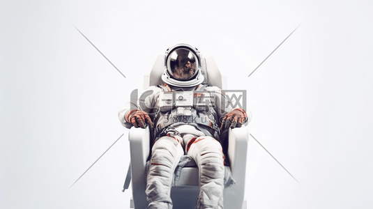 宇航员在外太空坐在椅子上。
