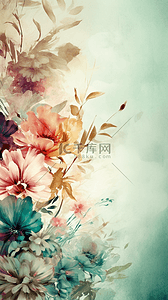 叶子底纹底纹插画图片_清新的水彩花叶花朵