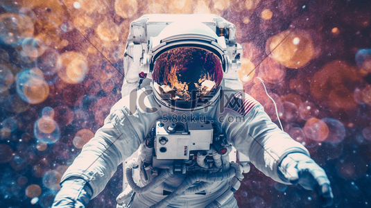 宇宙太空服插画图片_穿着太空服的宇航员。多媒体的使用
