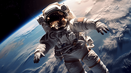 宇航员在一颗行星的背景上“这张照片的元素由美国宇航局提供”
