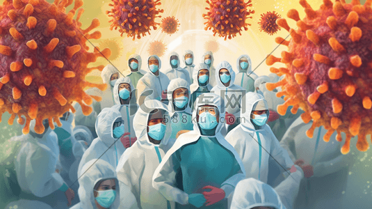 细菌密度插画图片_护士医生防疫病毒细菌打疫苗海报宣传插画