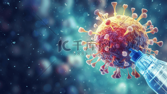 新光病毒插画图片_疫苗注射预防病毒感染的插画