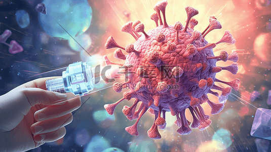 人感染禽流感插画图片_疫苗注射预防病毒感染的插画