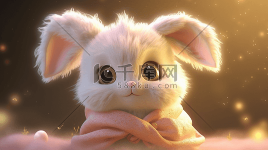 兔年剪纸圆形插画图片_可爱的萌宠小兔子