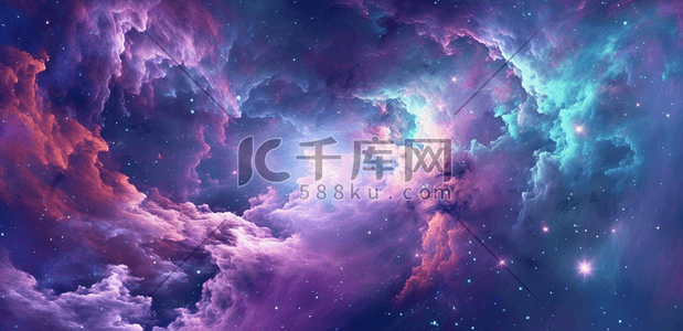 星云插画图片_浪漫星云星空手绘插画