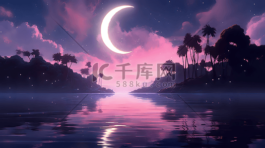 唯美浪漫夜晚插画图片_夜晚的星空唯美浪漫插画