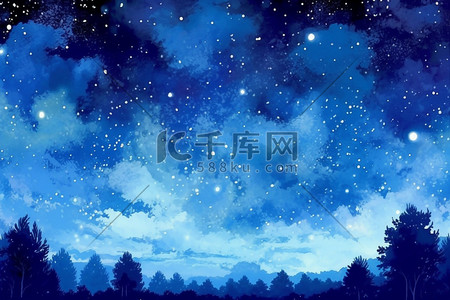 曲线光线插画图片_纯粹星空梦幻星星天空夜晚多彩光线插画