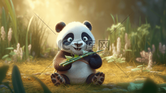 大熊猫插画图片_一只卡通可爱的动物大熊猫