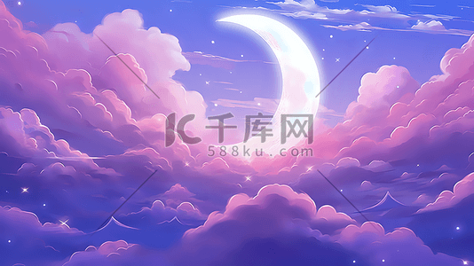 唯美浪漫夜晚插画图片_夜晚的星空唯美浪漫插画