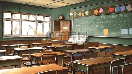 教室学校唯美插画