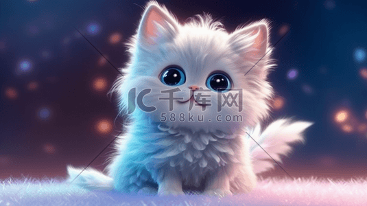萌萌哒表情插画图片_毛绒质感3D动物有表情的猫咪