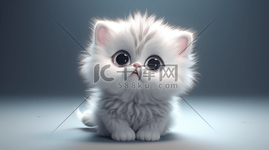 可爱卡通动物CG插画波斯猫
