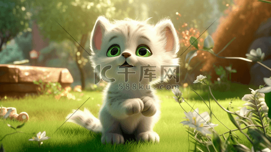 可爱卡通动物CG插画小猫