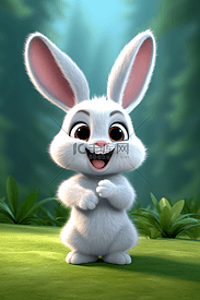 小白兔卡通动物兔子插画