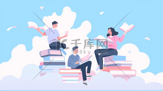 读书插画图片_高考人物读书扁平插画