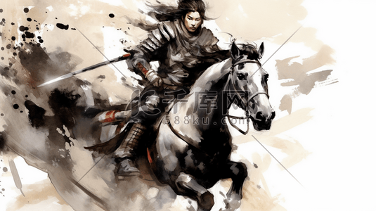 古代油画插画图片_中国古代游侠油画