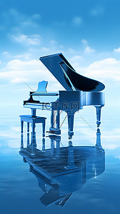 漂亮的钢琴插画图片_唯美钢琴乐器插画