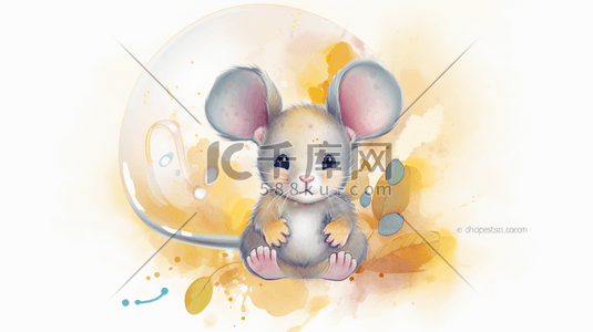 鼠年快乐插画图片_可爱小鼠儿插数字艺术插画