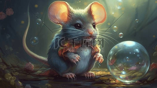 小鼠插画图片_奇幻鼠鼠数字艺术插画