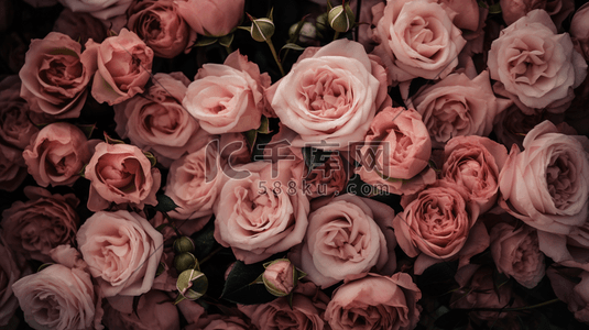 一簇鲜花插画图片_一簇柔和的粉红色玫瑰插画
