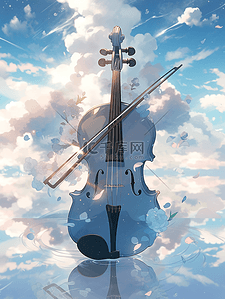 乐器名称插画图片_梦幻乐器钢琴小提琴插画