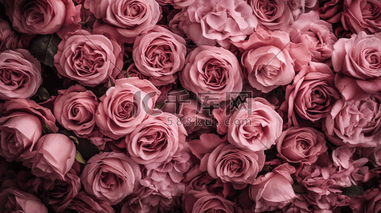 一簇鲜花插画图片_一簇柔和的粉红色玫瑰插画