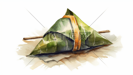 三角形的插画图片_一种用竹叶或芦苇叶包裹的糯米制成的三角粽子