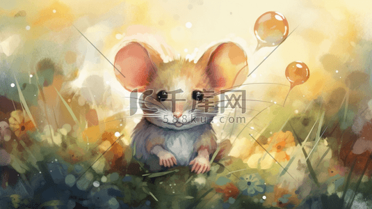 国潮老鼠插画图片_可爱活泼老鼠数字艺术插画