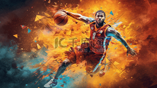篮球比赛插画图片_彩色体育篮球运动插画