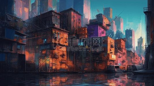 创意科技城市插画图片_创意科技城市数字艺术插画