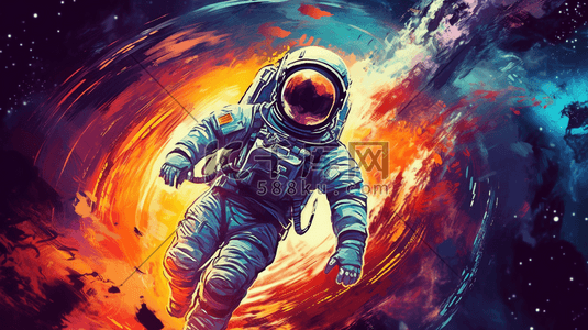 数字艺术航天插画图片_宇航员太空数字艺术