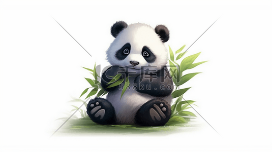 艺术熊猫插画图片_手绘风格中国可爱熊猫数字艺术