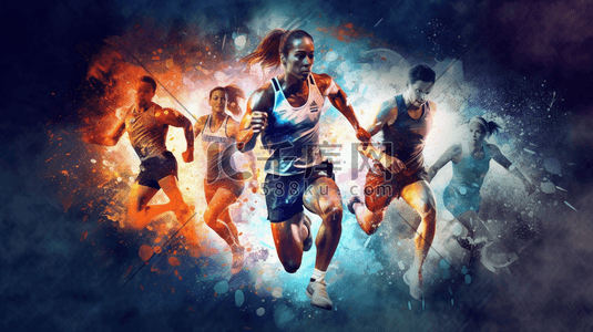 体育logo插画图片_彩色奥运会体育健身运动插画