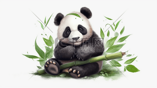 艺术熊猫插画图片_手绘风格中国可爱熊猫数字艺术