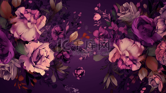 紫色花卉背景数字艺术插画