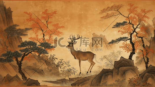 中国风绘画藏羚羊