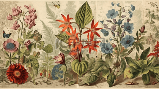 花朵植物手绘学术百科图谱