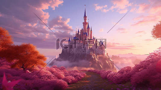 梦幻城堡数字艺术插画