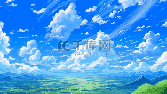 夏季唯美插画图片_夏天夏季唯美卡通插画天空