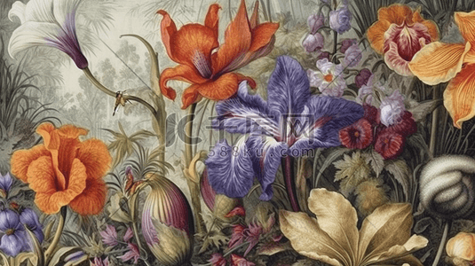 花朵植物手绘学术百科图谱