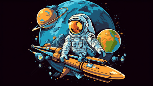 卡通插画宇航员太空数字艺术