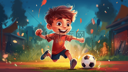 运动足球比赛插画图片_体育运动足球动感卡通插画