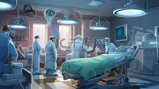 dsa手术室插画图片_医学医疗手术室场景插画