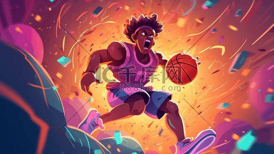 打篮球插画图片_体育运动打篮球的人物插画