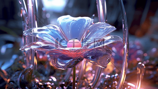 玻璃瓶背光插画图片_光感玻璃琉璃质感植物场景