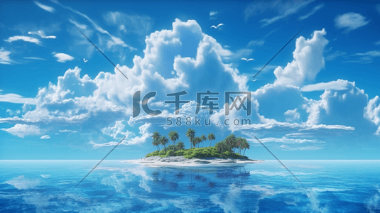 夏季清爽插画图片_夏天夏季海岛风景