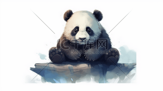 手绘熊猫插画图片_手绘风格中国可爱熊猫数字艺术