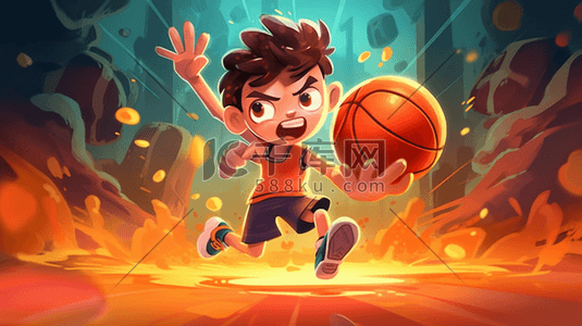 体育人物插画图片_体育运动打篮球的人物插画
